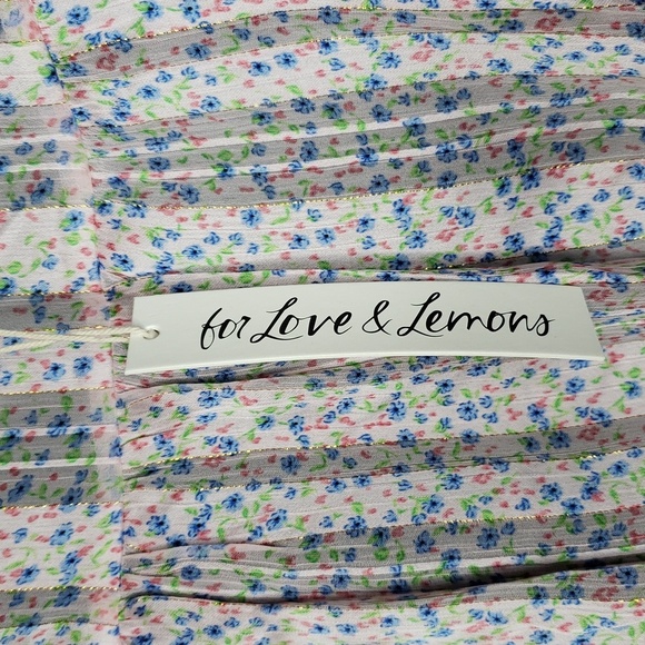 For Love And Lemons Phoebe Floral Mini Dress Small NWT - Picture 6 of 8